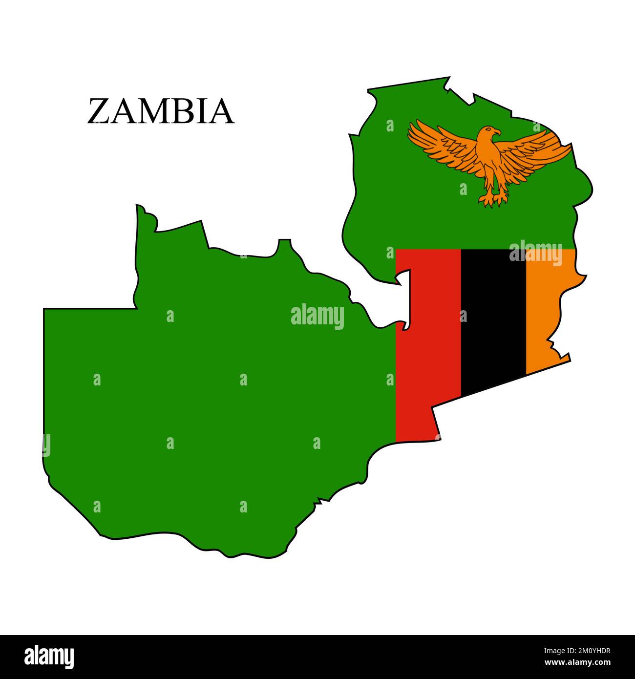 Illustrazione del vettore della mappa dello Zambia. Economia globale. Paese famoso. Africa orientale. Africa. Illustrazione Vettoriale