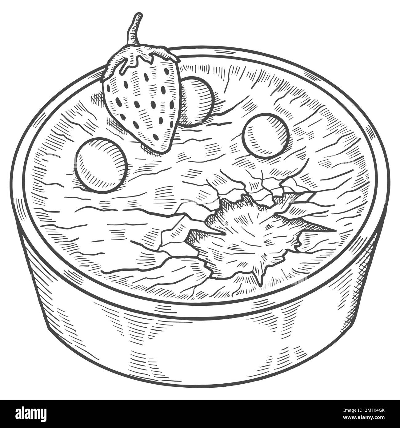 creme brulle francia dessert snack isolato doodle disegno disegnato a mano con disegno vettoriale stile contorno Foto Stock