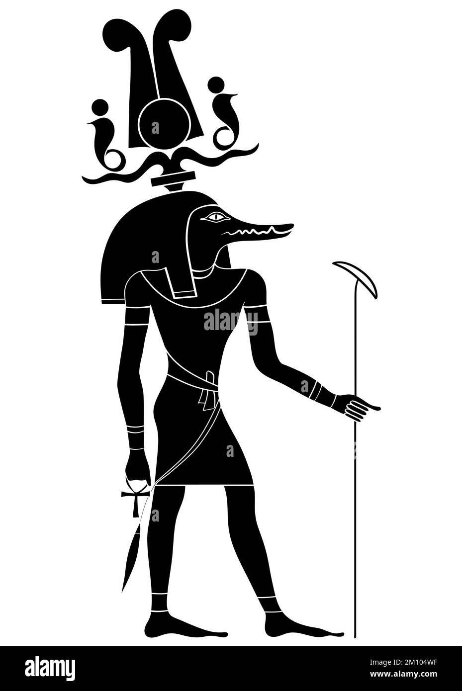 Sobek - coccodrillo Dio della forza e del potere nell'Antico Egitto, alcuni miti coinvolgono Sobek come il creatore del mondo Foto Stock