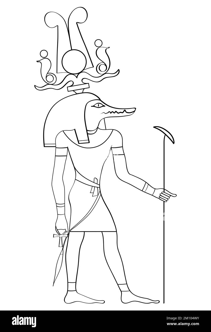 Sobek - coccodrillo Dio della forza e del potere nell'Antico Egitto, alcuni miti coinvolgono Sobek come il creatore del mondo Foto Stock