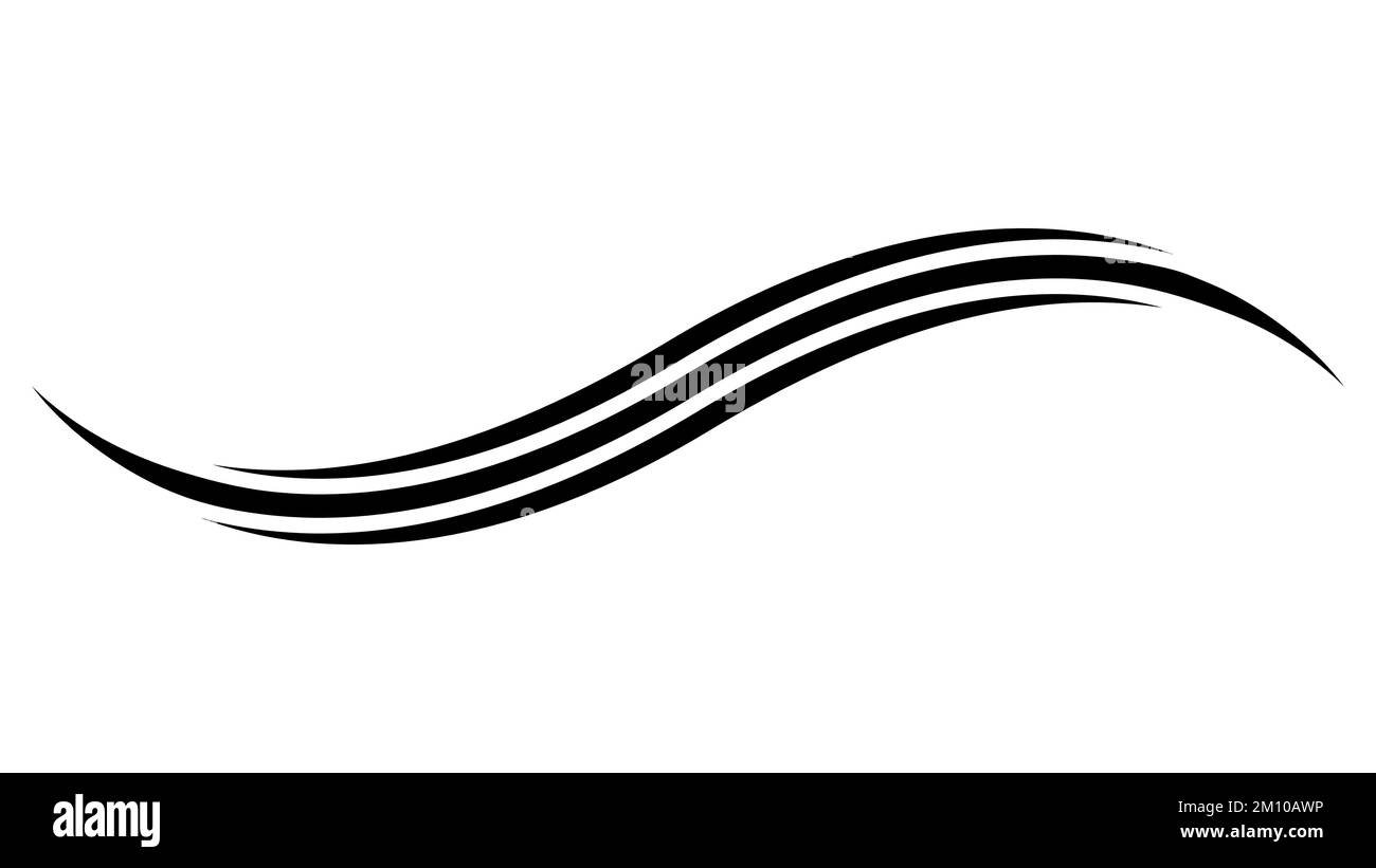 Striscia di linee della curva onda di turbolenza, disegno di forma, energia di linee della curva Illustrazione Vettoriale