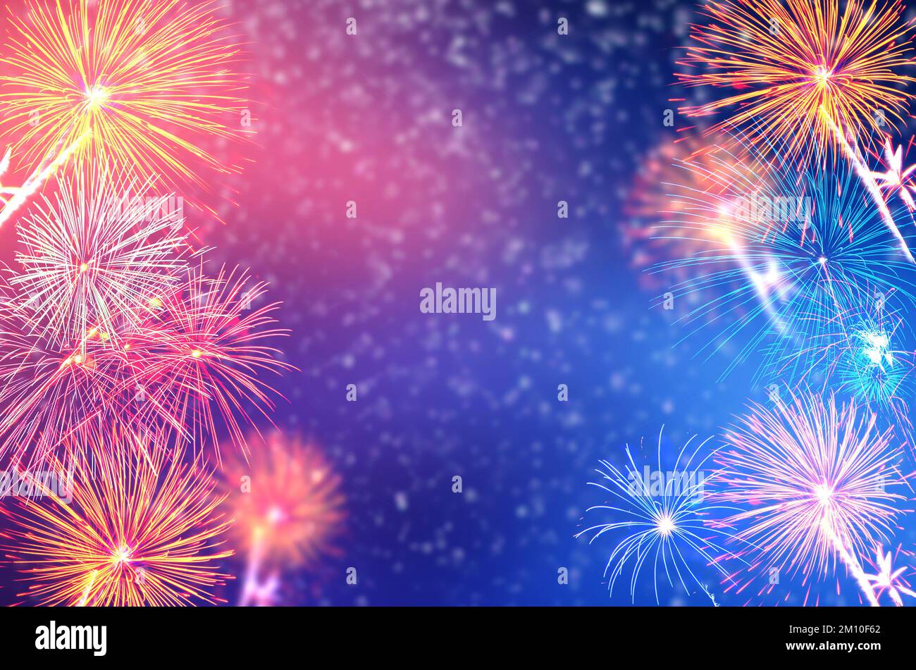 sfondo bokeh fuochi d'artificio rosso colorato celebrazione Foto Stock