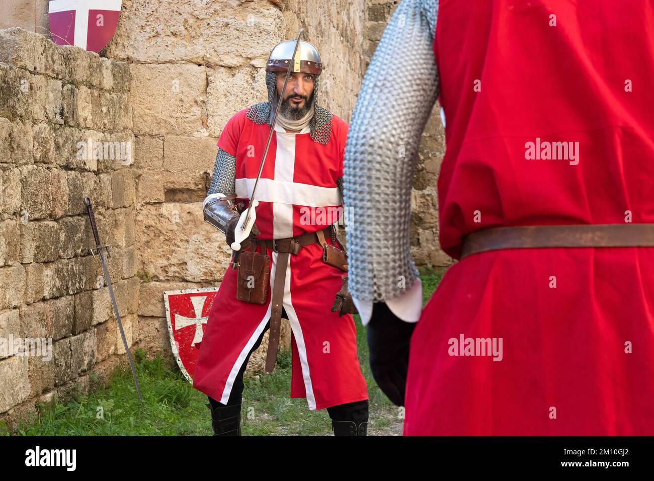 L'azione educativa del Festival medievale: 'Viaggiare nel tempo attraverso una poesia', che si basa sull'uso del metodo Time Travel e prende pla Foto Stock