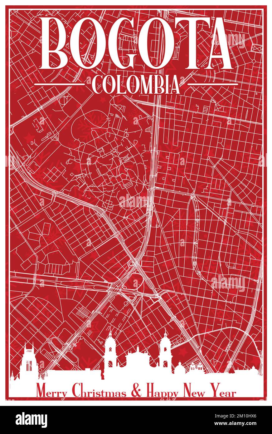 Cartolina di Natale del centro di BOGOTA, COLOMBIA Illustrazione Vettoriale