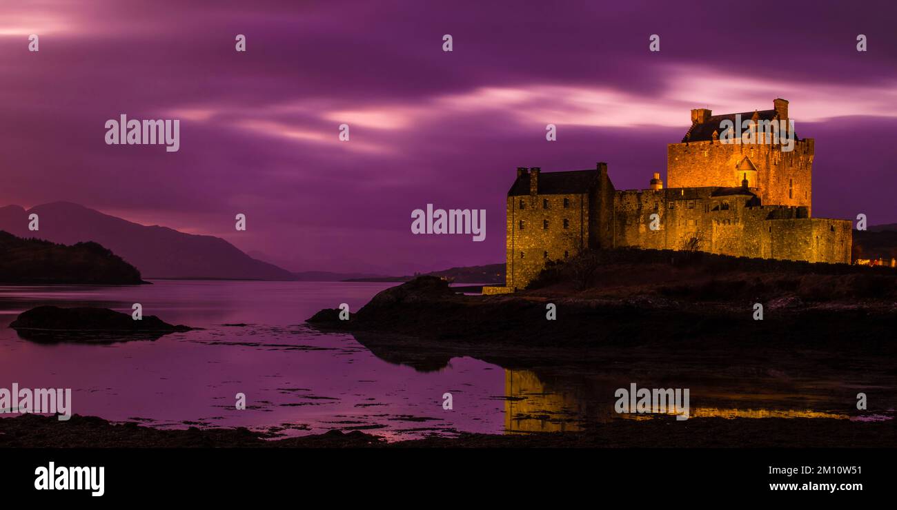 Eilean Donan Castle, Dornie, Loch Duich, Western Highlands, Scozia Foto Stock