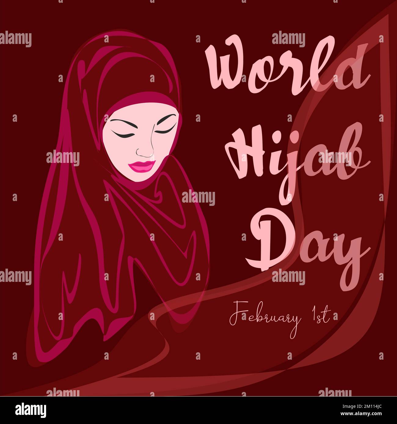 Giornata mondiale di Hijab il 1 febbraio giorno internazionale di celebrazione e di saluto design. Illustrazione Vettoriale
