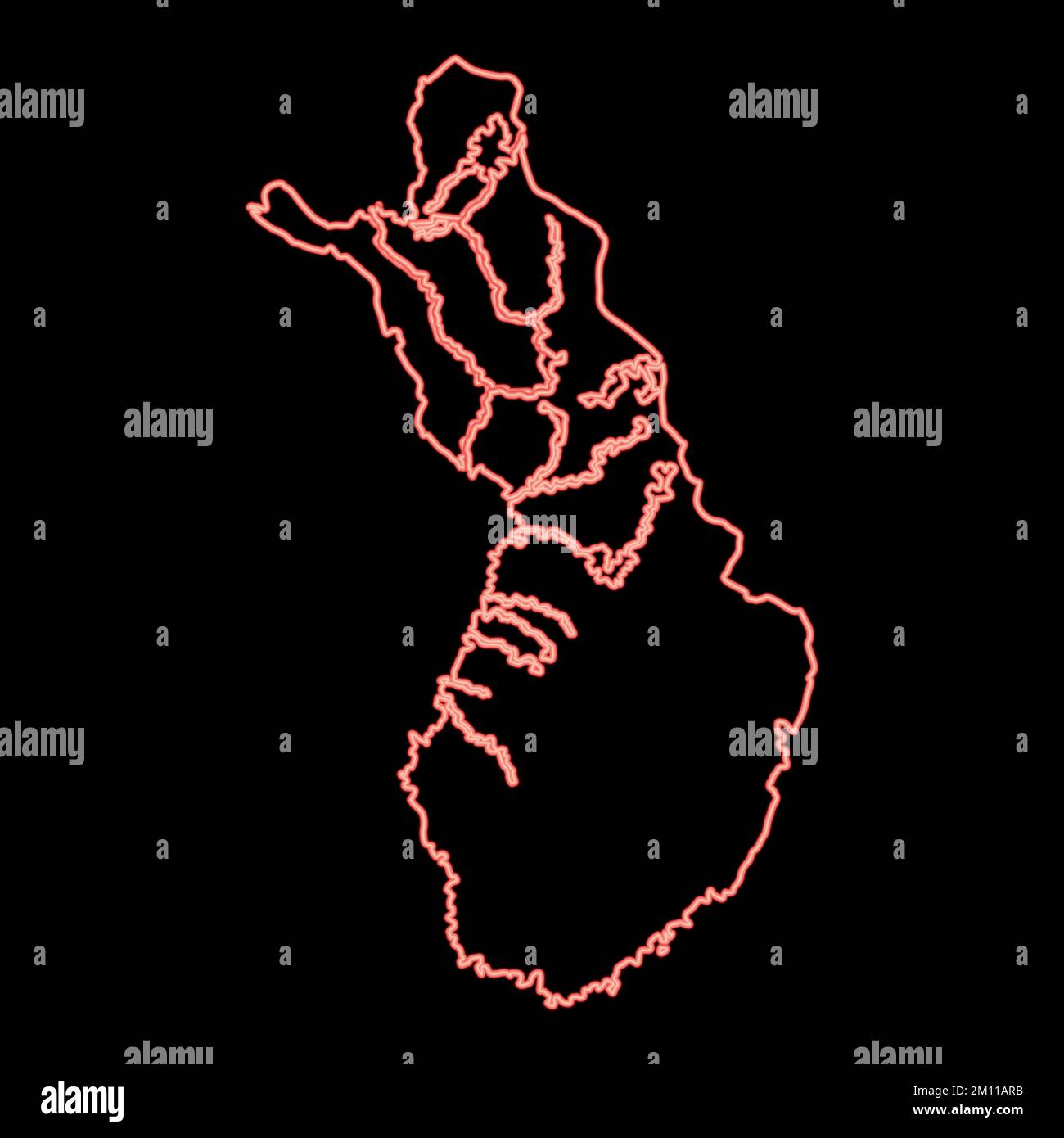 Mappa al neon della Finlandia immagine vettoriale di colore rosso luce piatta Illustrazione Vettoriale