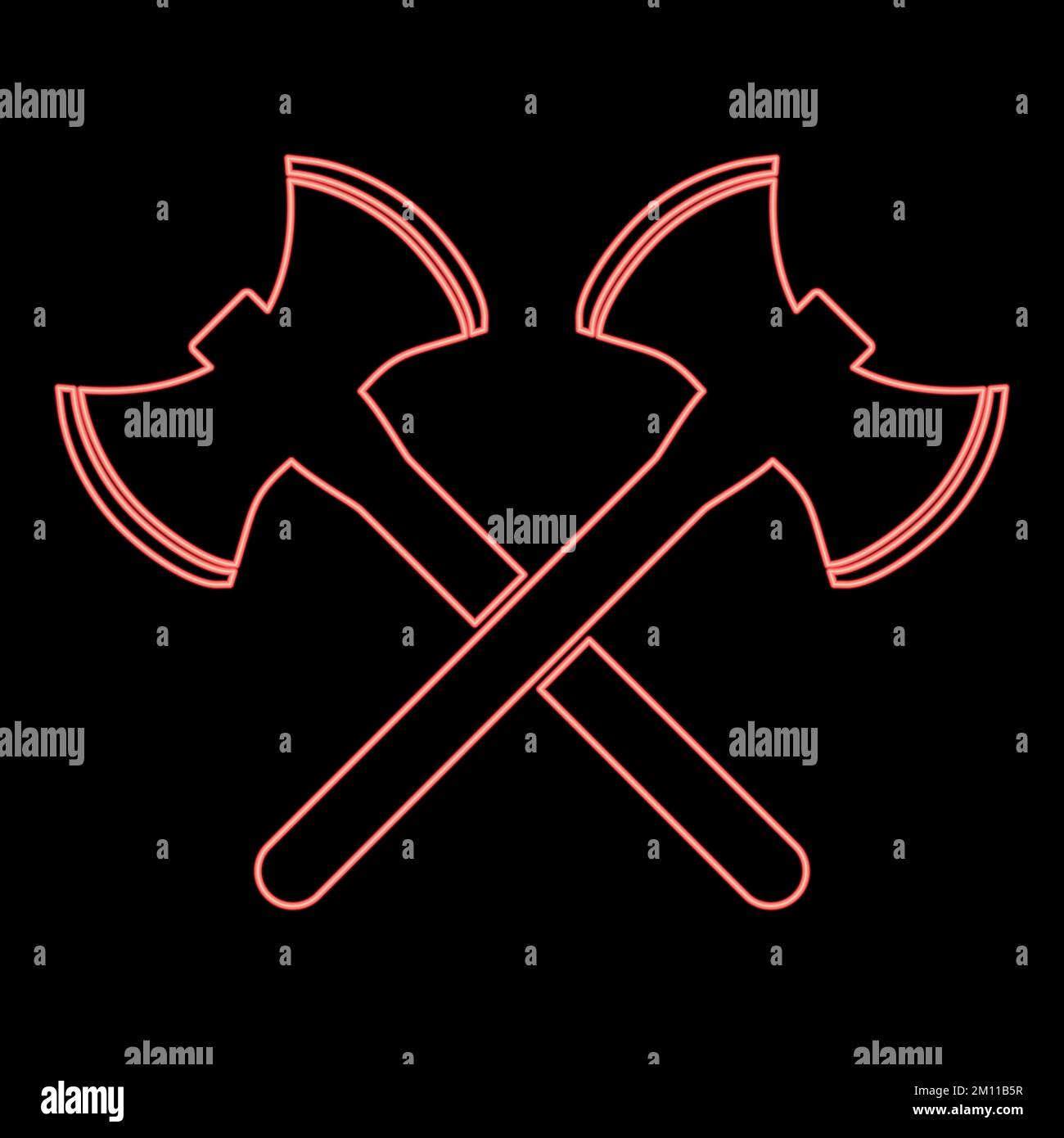 Neon due assi vichinghi a doppia faccia colore rosso vettore immagine immagine di stile piatto luce Illustrazione Vettoriale