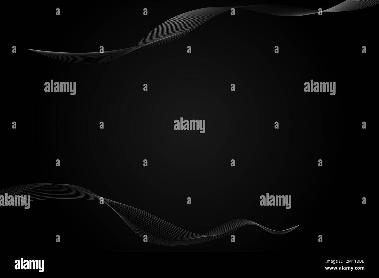 Lo sfondo è astratto, bianco e nero e grigio. La curva uniforme della lia. Movimenti delle linee ondulate. Concetto tecnologico futuristico. Raster. Foto Stock