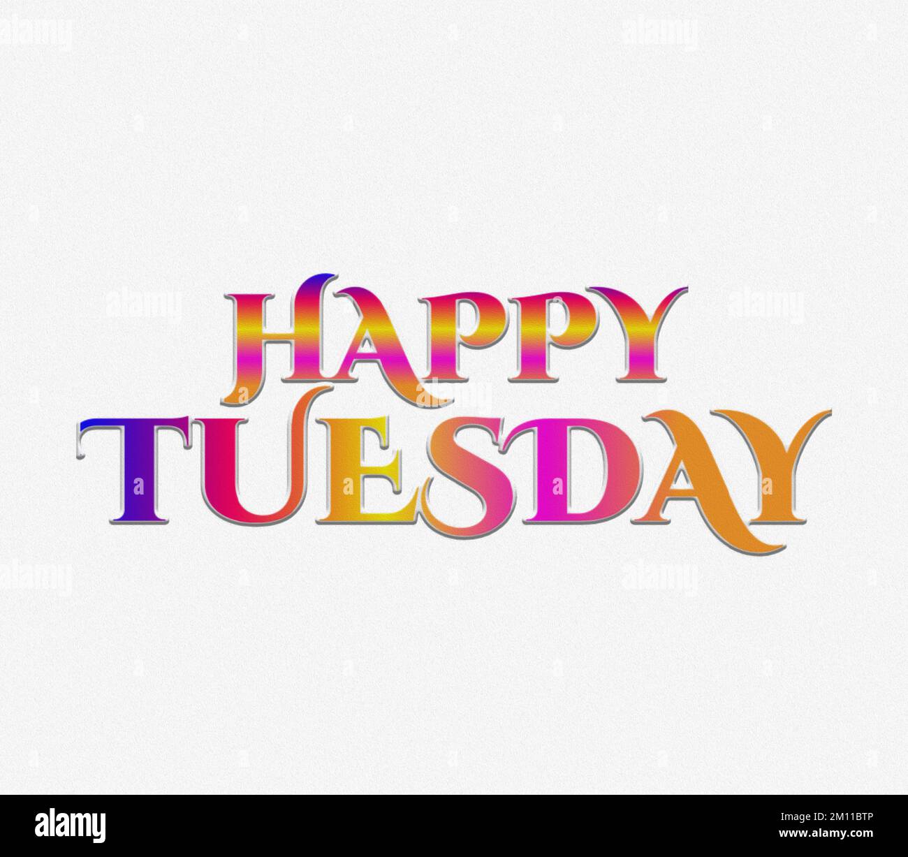 Un 3D rendering scritta su sfondo bianco giorno della settimana, MARTEDÌ FELICE, scheda, poster, banner, colorato Foto Stock