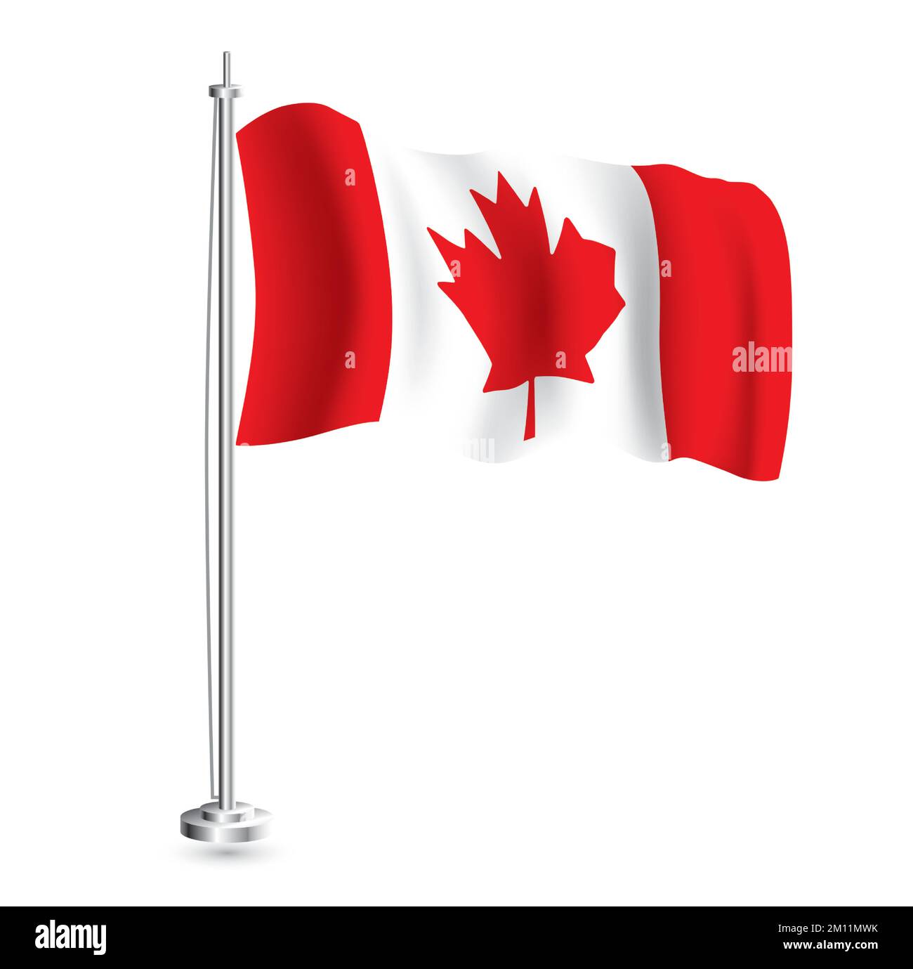 Bandiera canadese. Isolato realistic Wave Flag del Canada Paese su flagpole. Illustrazione vettoriale. Illustrazione Vettoriale