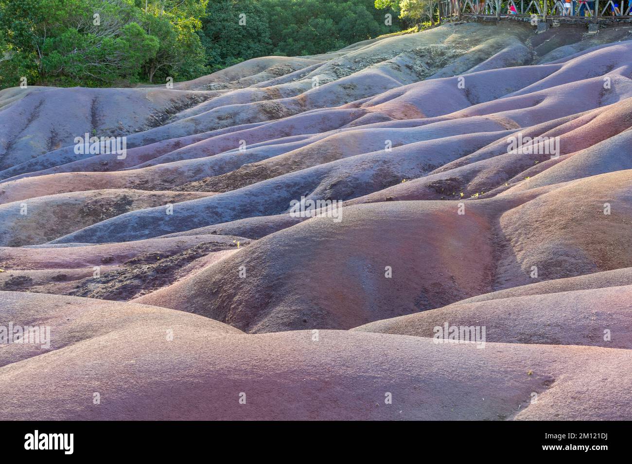 Una delle attrazioni di Mauritius - unica 'terra colorata' a Chamarel, Parco Nazionale delle Gole del Fiume Nero, Isola Mauritius, Africa Foto Stock