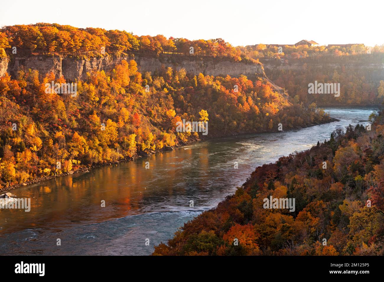 Canada, Ontario, Cascate del Niagara, la gola del Niagara con il fiume Niagara in autunno con colori autunnali Foto Stock