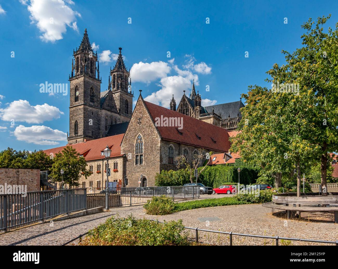 Cattedrale di Magdeburgo, fregio capitale nella galleria del coro, nome ufficiale: Cattedrale di Magdeburgo St Mauritius e Caterina Foto Stock