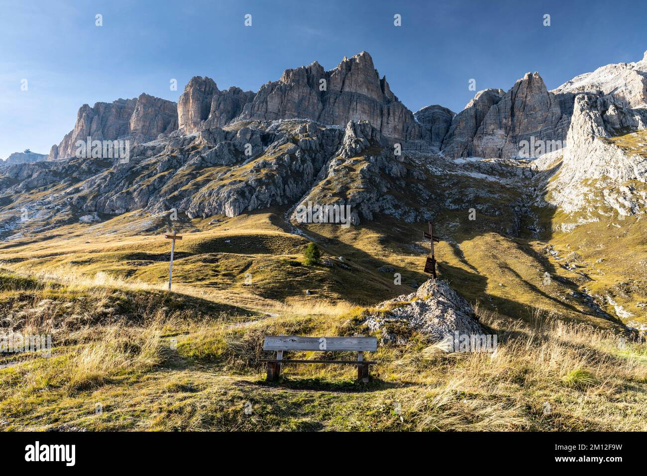 Europa, Italia, Alpi, Dolomiti, Montagne, Trentino-Alto Adige/Südtirol, Vista da Sass Pordoi / Pordoijoch Foto Stock