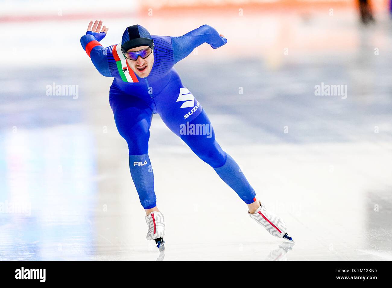 CALGARY, CANADA - 9 DICEMBRE: Francesco Betti d'Italia gareggia sul gruppo B maschile 1500m durante la ISU Speed Skating World Cup 3 il 9 dicembre 2022 a Calgary, Canada (Foto di Andre Weening/Orange Pictures) Credit: Orange Pics BV/Alamy Live News Foto Stock