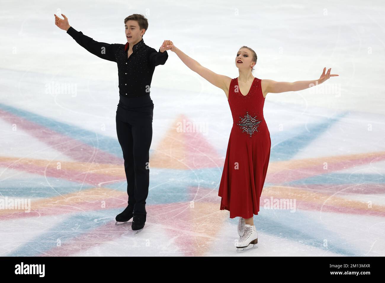 Torino, 9th dicembre 2022. Katerina Mrazkova e Daniel Mrazek della Repubblica Ceca si esibiscono nella Junior Ice Dance Rythm Dance a Palavela, Torino. Data foto: 9th dicembre 2022. Il credito per le immagini dovrebbe essere: Jonathan Moskrop/Sportimage Credit: Sportimage/Alamy Live News Foto Stock