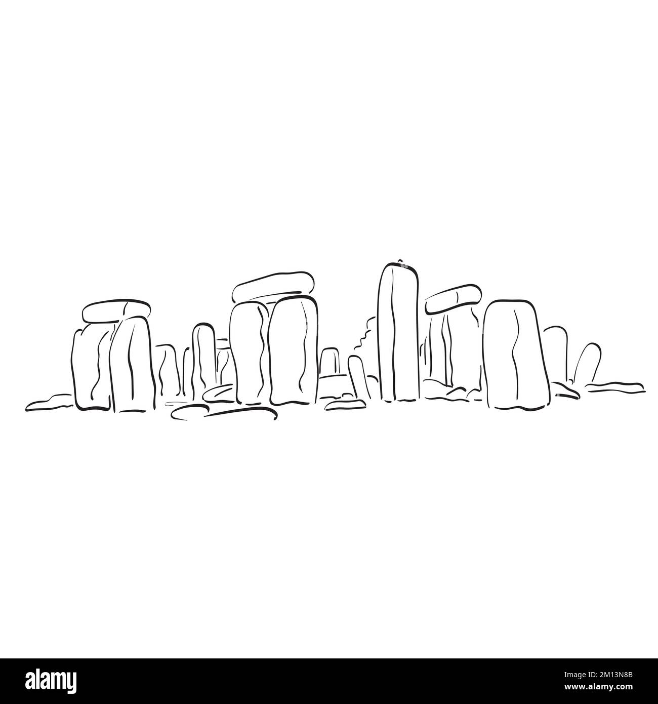 Stonehenge illustrazione vettore disegnato a mano isolato su sfondo bianco linea art. Illustrazione Vettoriale