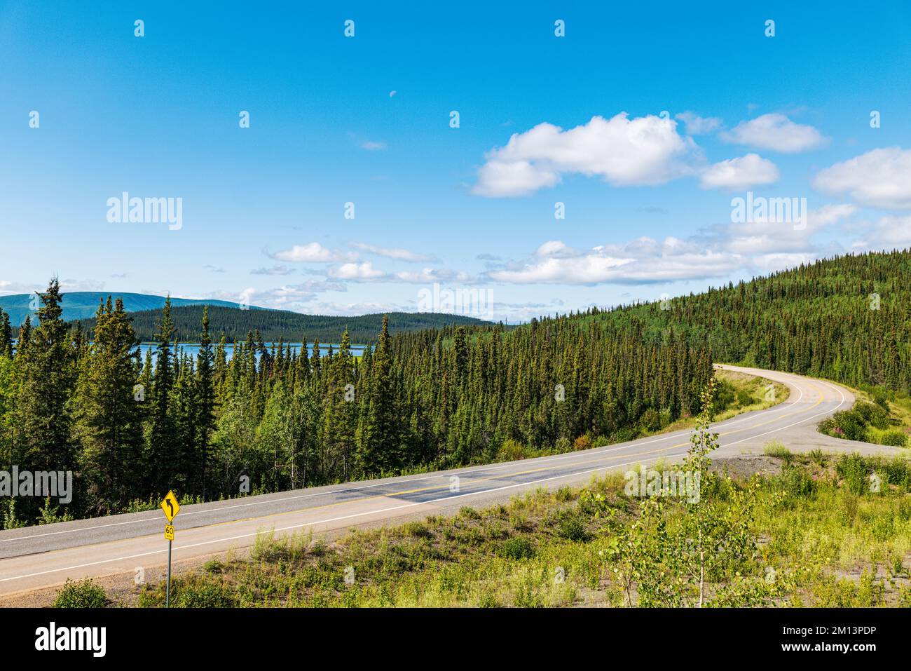 Midway Lake; Tanana River; Tetlin National Wildlife Refuge; Wrangell Mountains; Alaska; USA Foto Stock