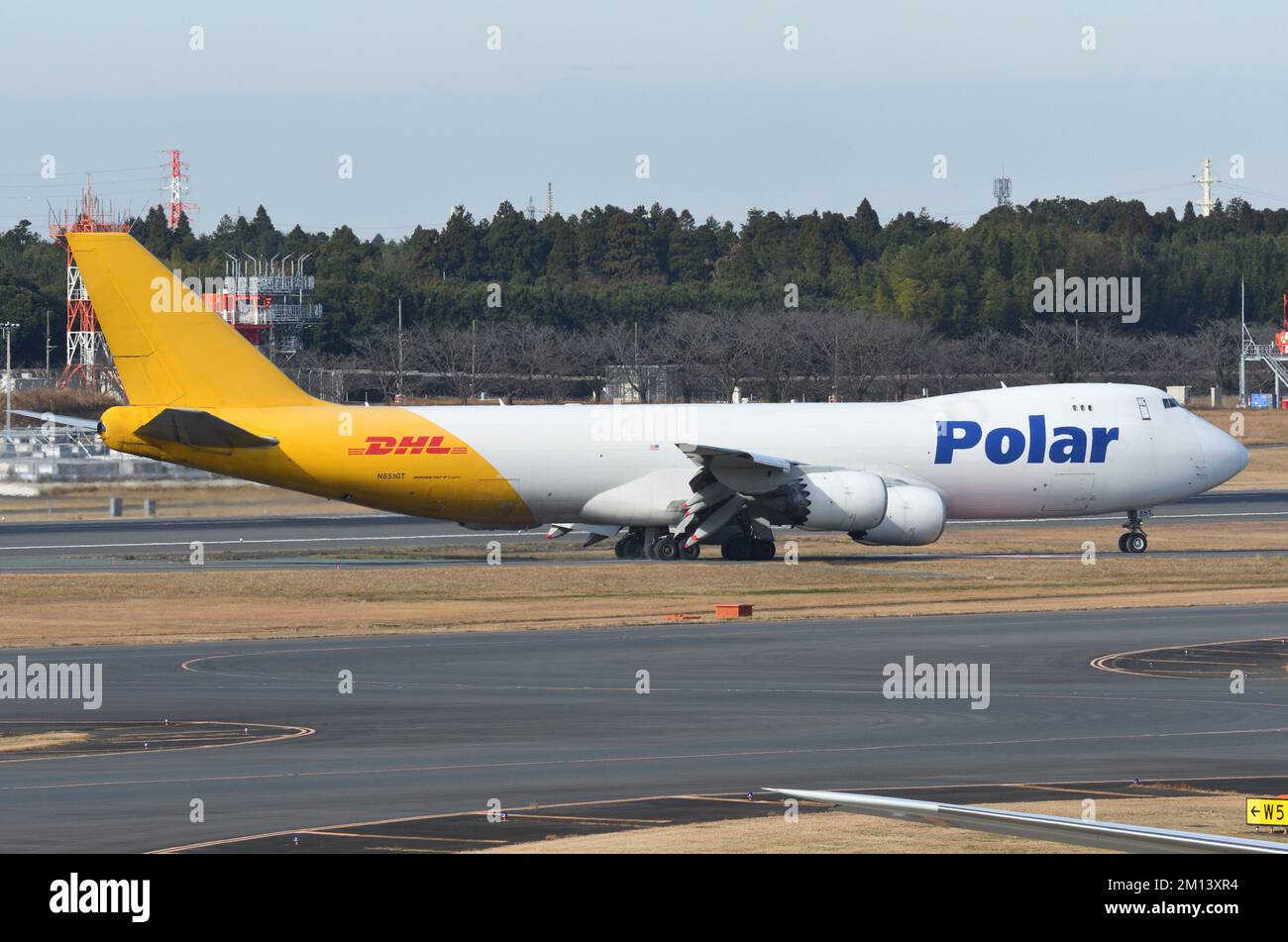 Prefettura di Chiba, Giappone - 19 dicembre 2020: Cargo polare Boeing B747-8F (N851GT). Foto Stock