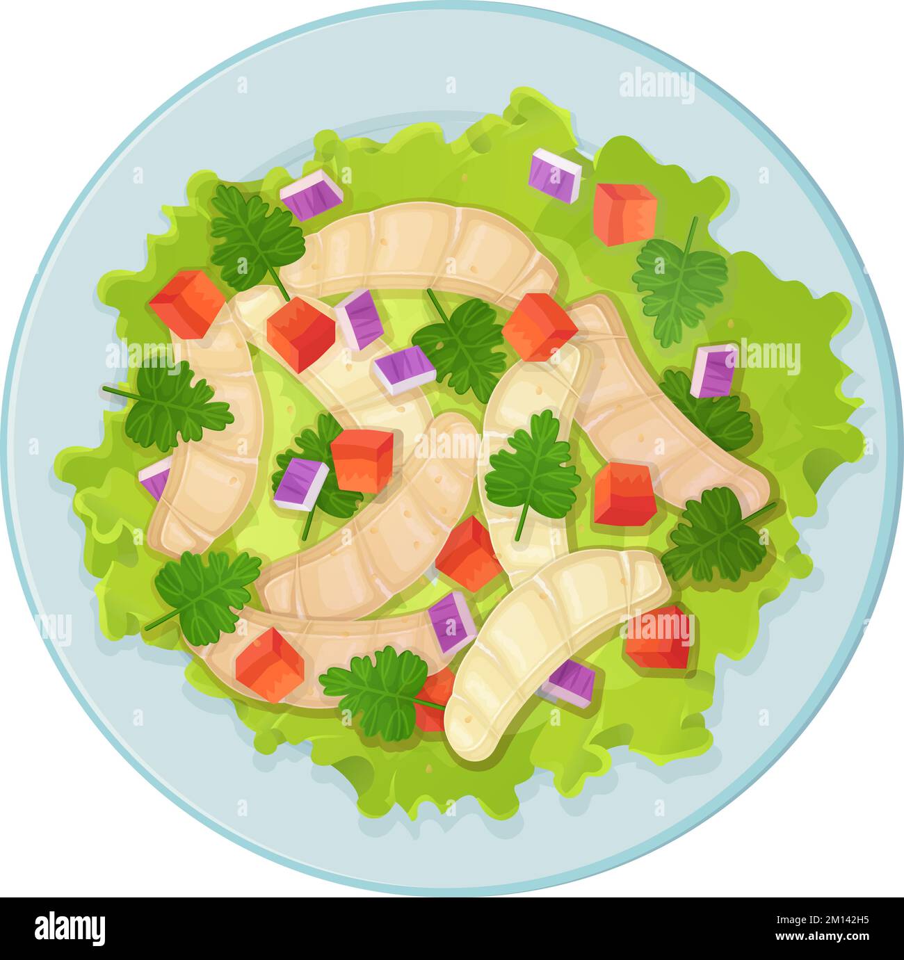 Ceviche di piatto peruviano. Latino americano illustrazione del cibo isolato su sfondo bianco Illustrazione Vettoriale