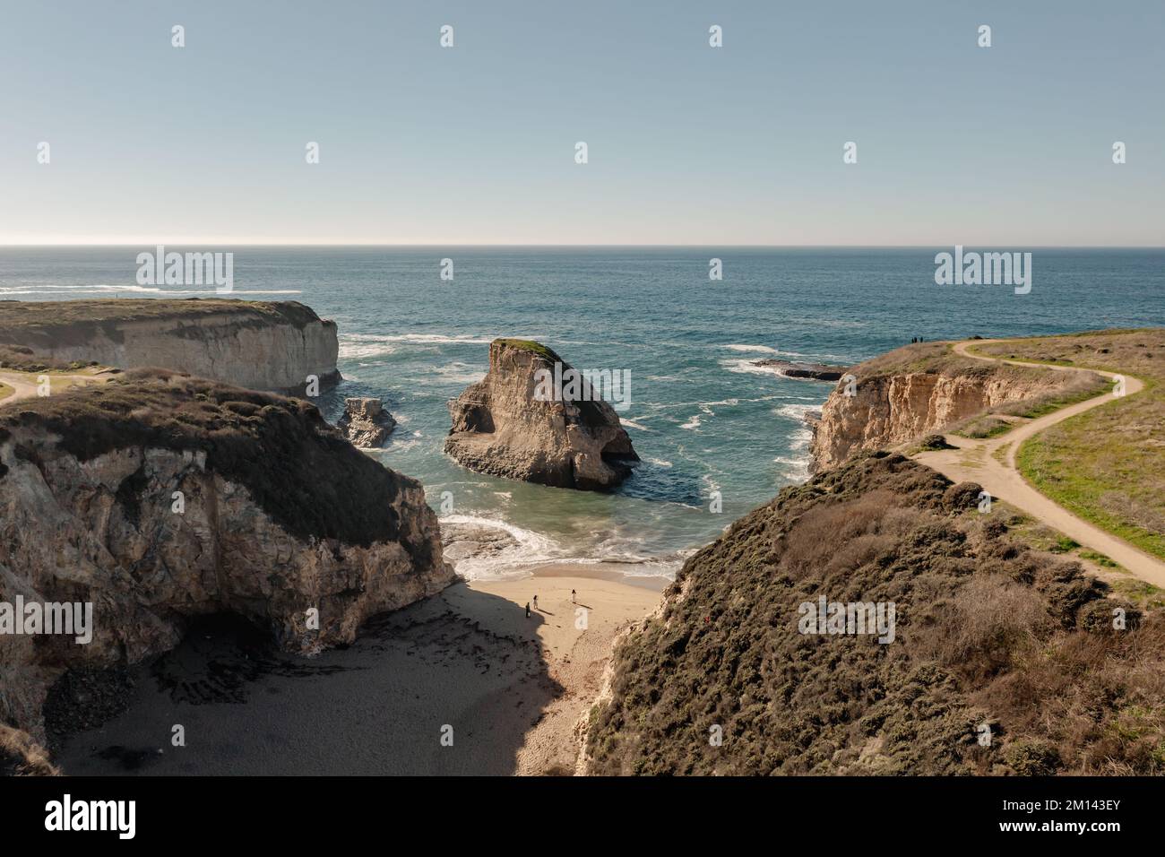 La formazione di roccia di pinna di squalo a Davenport, California. Foto Stock