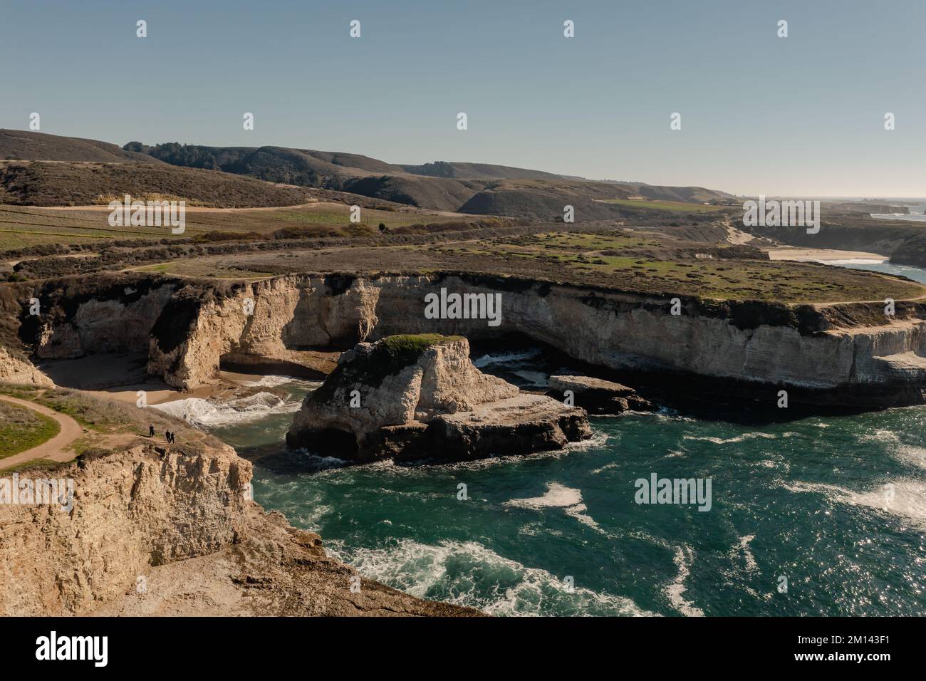 La formazione di roccia di pinna di squalo a Davenport, California Foto Stock