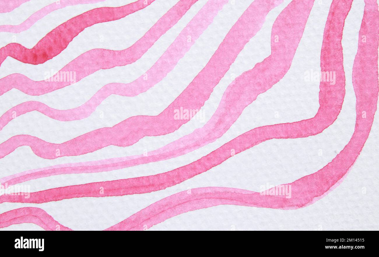 acquerello rosa astratto pittura a mano linee sfondo Foto Stock