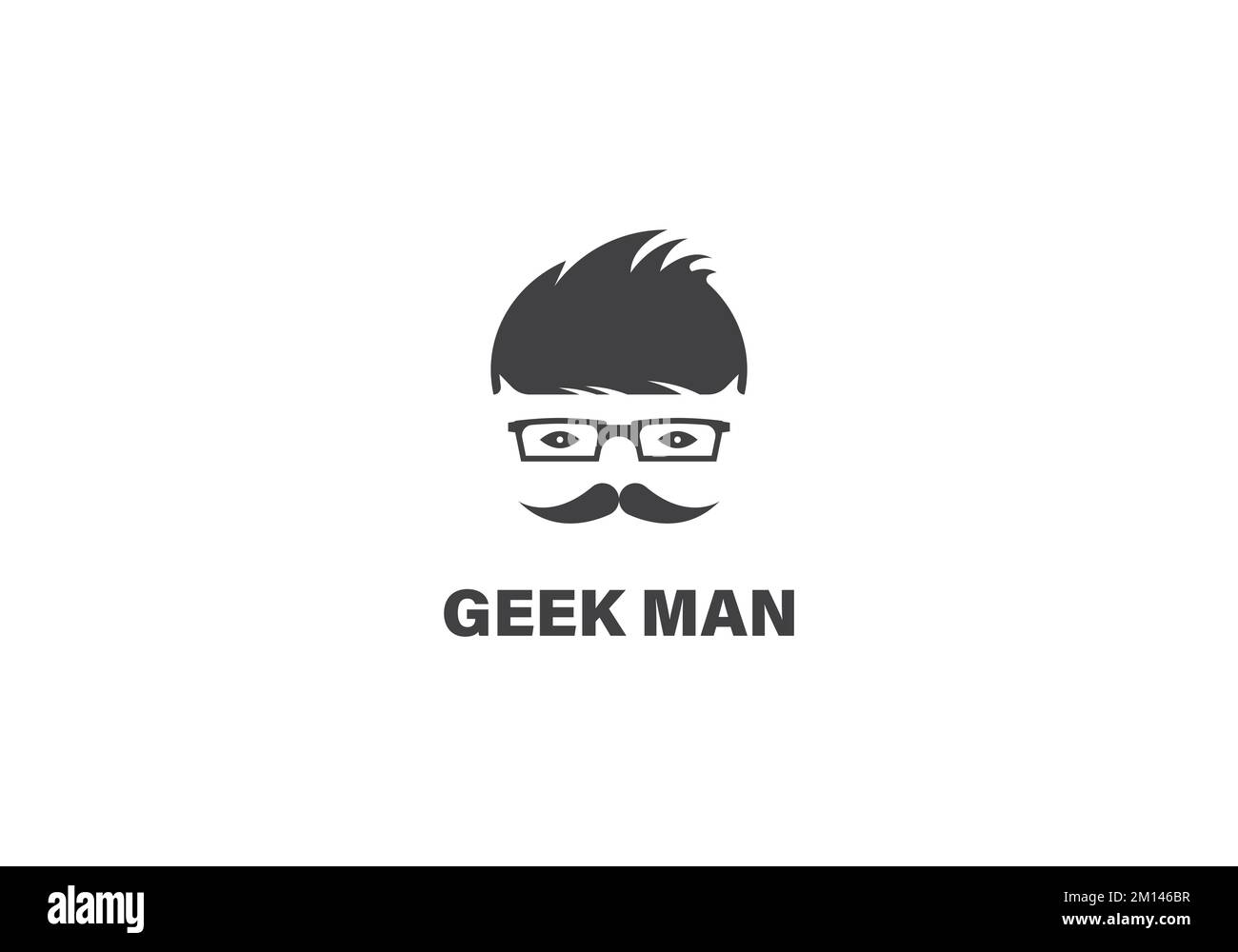 Immagine grafica creativa dell'icona del disegno vettoriale Geek Moustache con logo per adulti Illustrazione Vettoriale