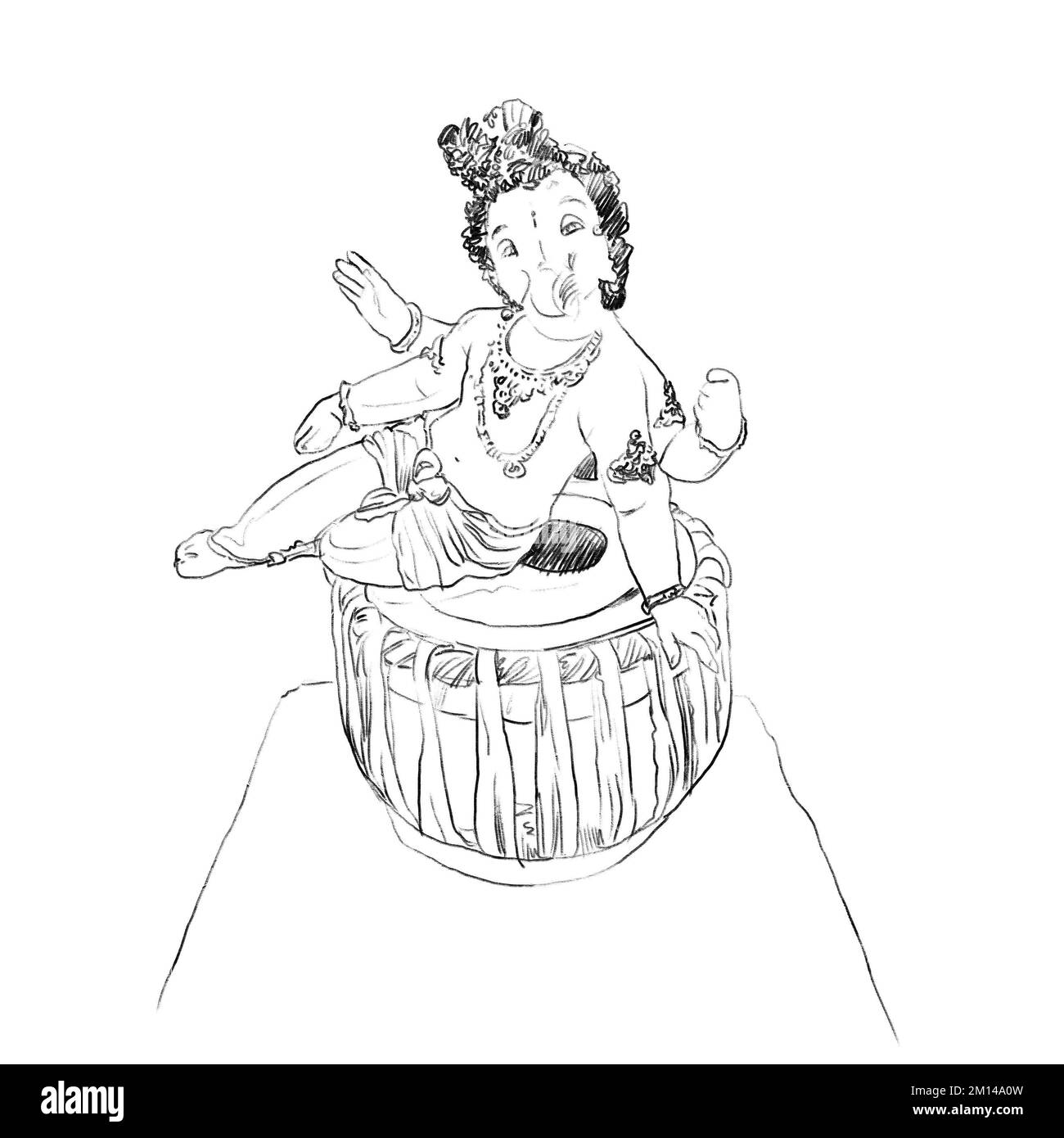 Illustrazione Lord Ganpati sullo sfondo di Ganesh Chaturthi. Signore Ganesh. Puja. Ganesh Chaturthi. Viene utilizzato per cartoline, stampe, tessuti, tatuaggi Foto Stock