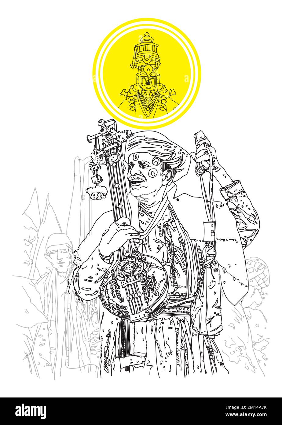 “Mauli” è il nome del Signore Vitthal da Pandharpur Maharashtra India, illustrazione del Dio indiano di Vitthal con vita Mauli, illustrazione di Tilak del signore indù Foto Stock