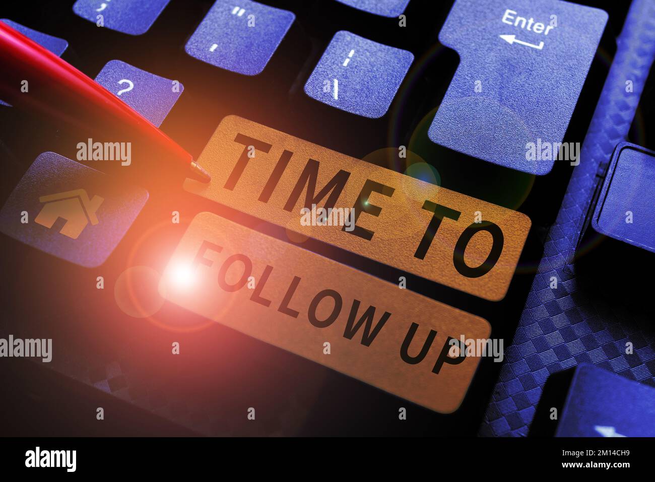 Didascalia concettuale tempo di follow-up. Parola per la richiesta del compito precedente o per la continuazione delle informazioni Foto Stock