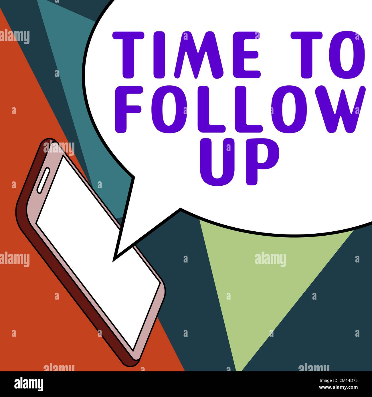 Tempo di visualizzazione concettuale per il follow-up. Parola per la richiesta del compito precedente o per la continuazione delle informazioni Foto Stock