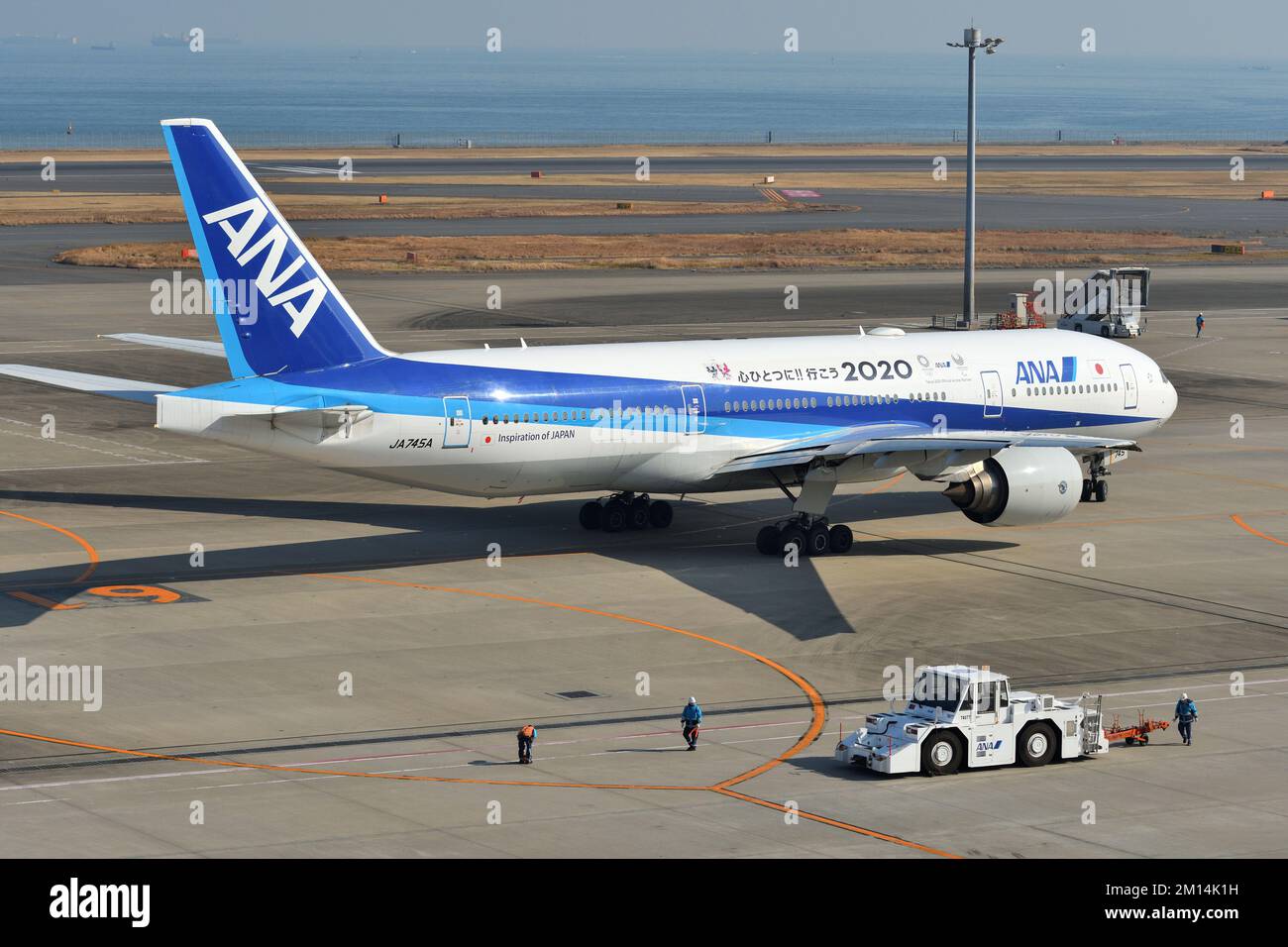 Tokyo, Giappone - 12 gennaio 2020: Tutti gli aerei passeggeri Nippon Airways (ANA) Boeing B777-200ER (JA745A). Foto Stock