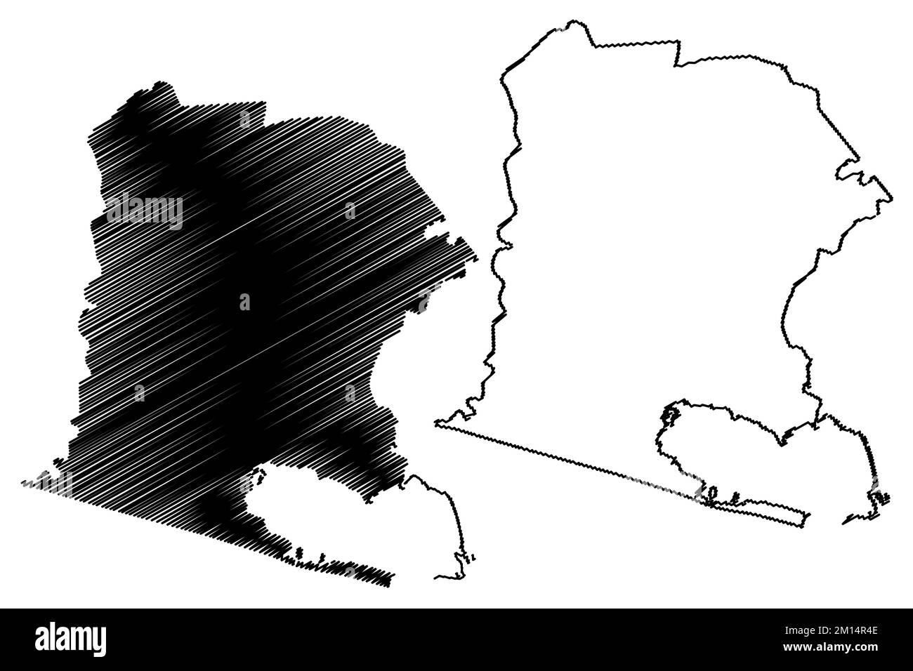 Florencio Villarreal comune (libero e sovrano Stato di Guerrero, Messico, Stati Uniti del Messico) mappa vettore illustrazione, schizzo di punta Flore Illustrazione Vettoriale