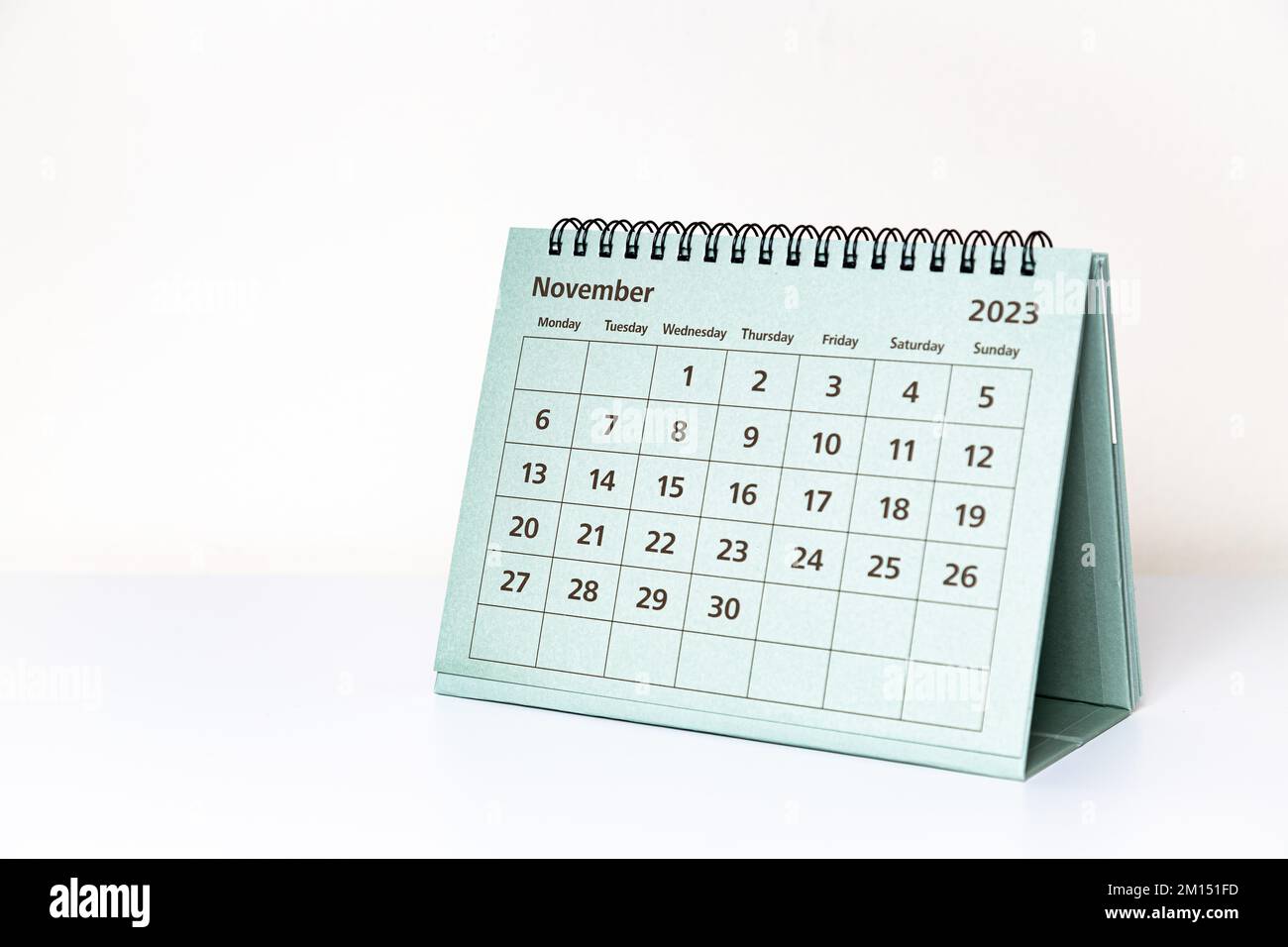 Calendario di novembre 2023 isolato su sfondo bianco Foto Stock