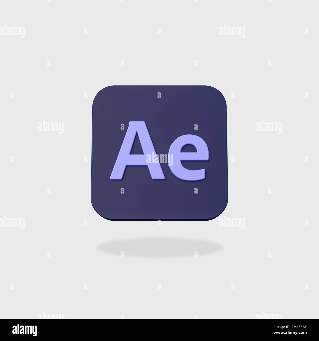 Icona dell'applicazione Adobe After Effects su sfondo grigio piatto Foto Stock