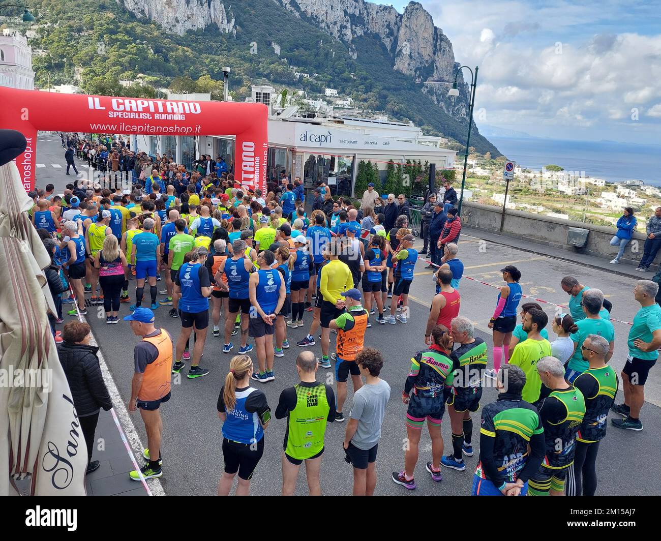 Atletica: memoriale di gara podistica Gianpaolo Vespoli a Capri. Correre nell'isola di Capri (Italia) Foto Stock