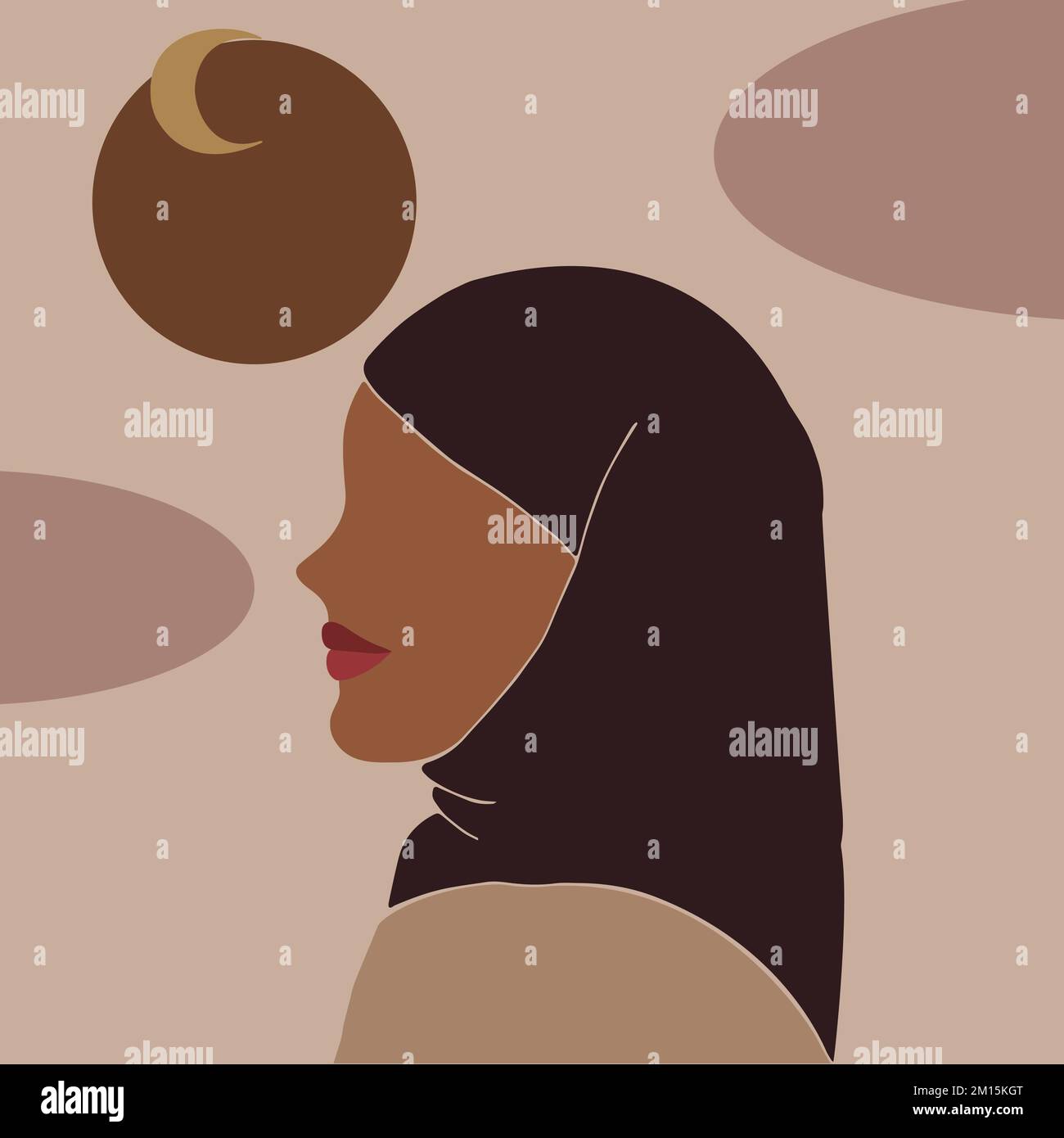 Donna astratta senza volto in hijab. Ragazza musulmana. Arte femminile Stile moderno e minimalista. Illustrazione vettoriale disegnata a mano Illustrazione Vettoriale