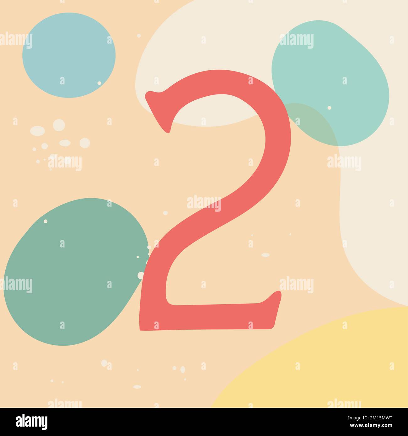 Sfondo disegnato a mano con il numero due. Design fatto a mano. Grafica vettoriale Illustrazione Vettoriale