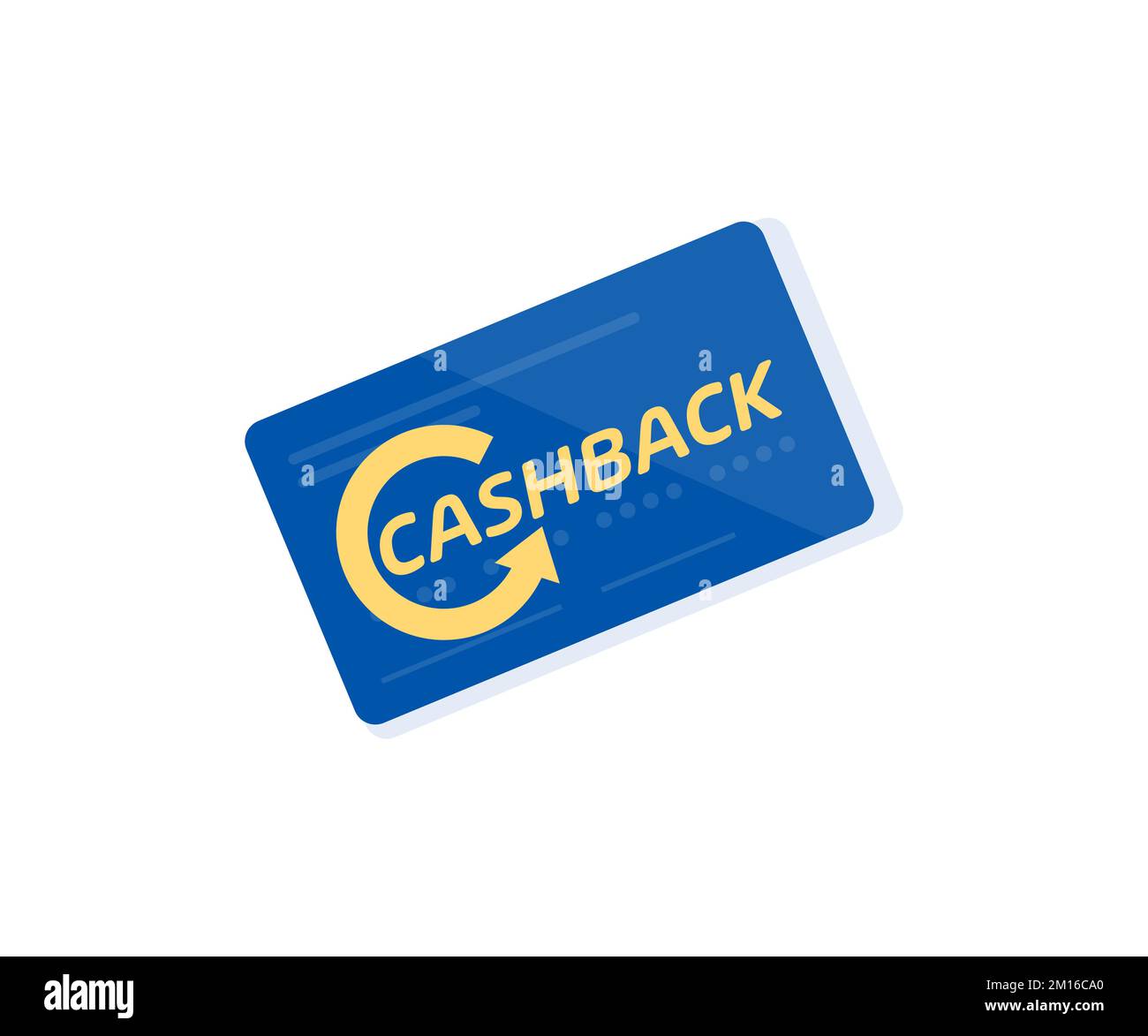 Concetto di programma di fidelizzazione cashback per il logo blu delle carte di credito. Segnali di rimborso denaro. Restituzione di denaro dagli acquisti. Servizio di rimborso denaro. Illustrazione Vettoriale
