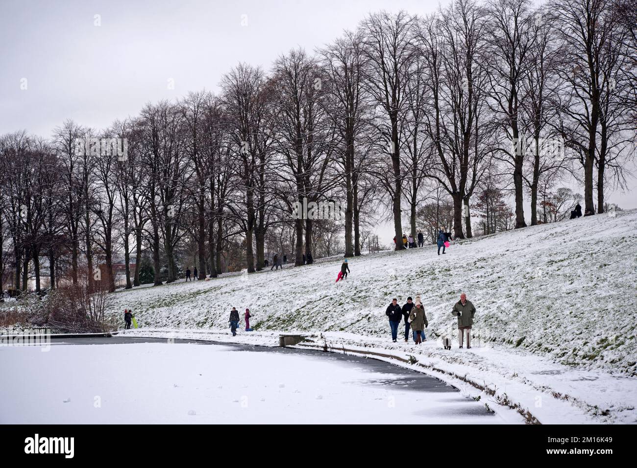 Giornata invernale a Inverleith Park, Edimburgo, Scozia, Regno Unito. Foto Stock