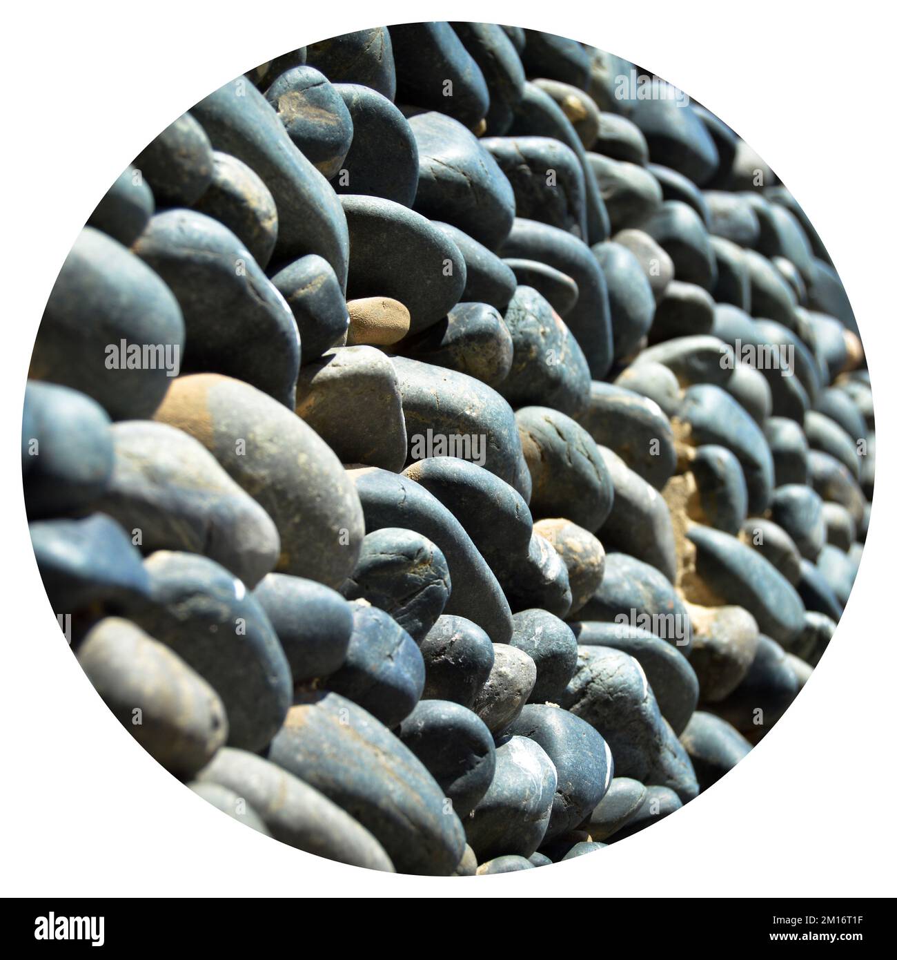 Sfondo di texture di ciottoli blu, carta da parati decorativa di texture di pietre piccole Foto Stock