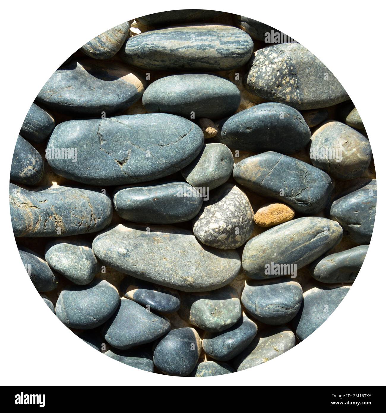 Sfondo di texture di ciottoli blu, carta da parati decorativa di texture di pietre piccole Foto Stock