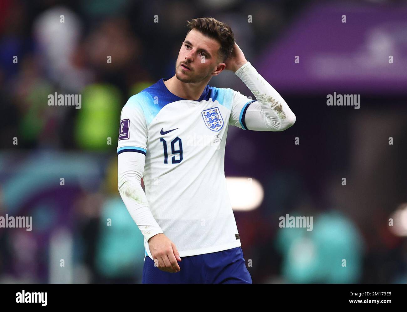 Al Khor, Qatar, 10th dicembre 2022. Mason Mount of England si è abbattuto durante la partita di Coppa del mondo FIFA 2022 allo stadio al Bayt, al Khor. Il credito per le immagini dovrebbe essere: David Klein / Sportimage Credit: Sportimage/Alamy Live News Foto Stock