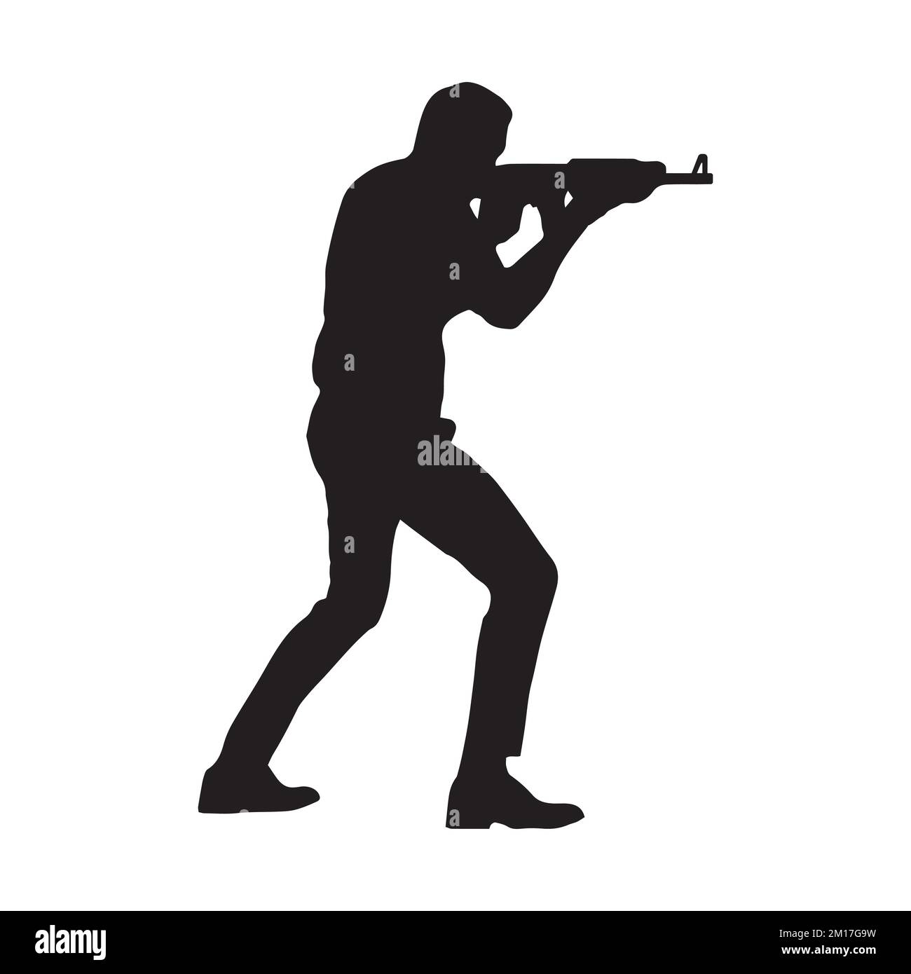 Gun Man Shooter Art Silhouette Illustrazione Vettoriale
