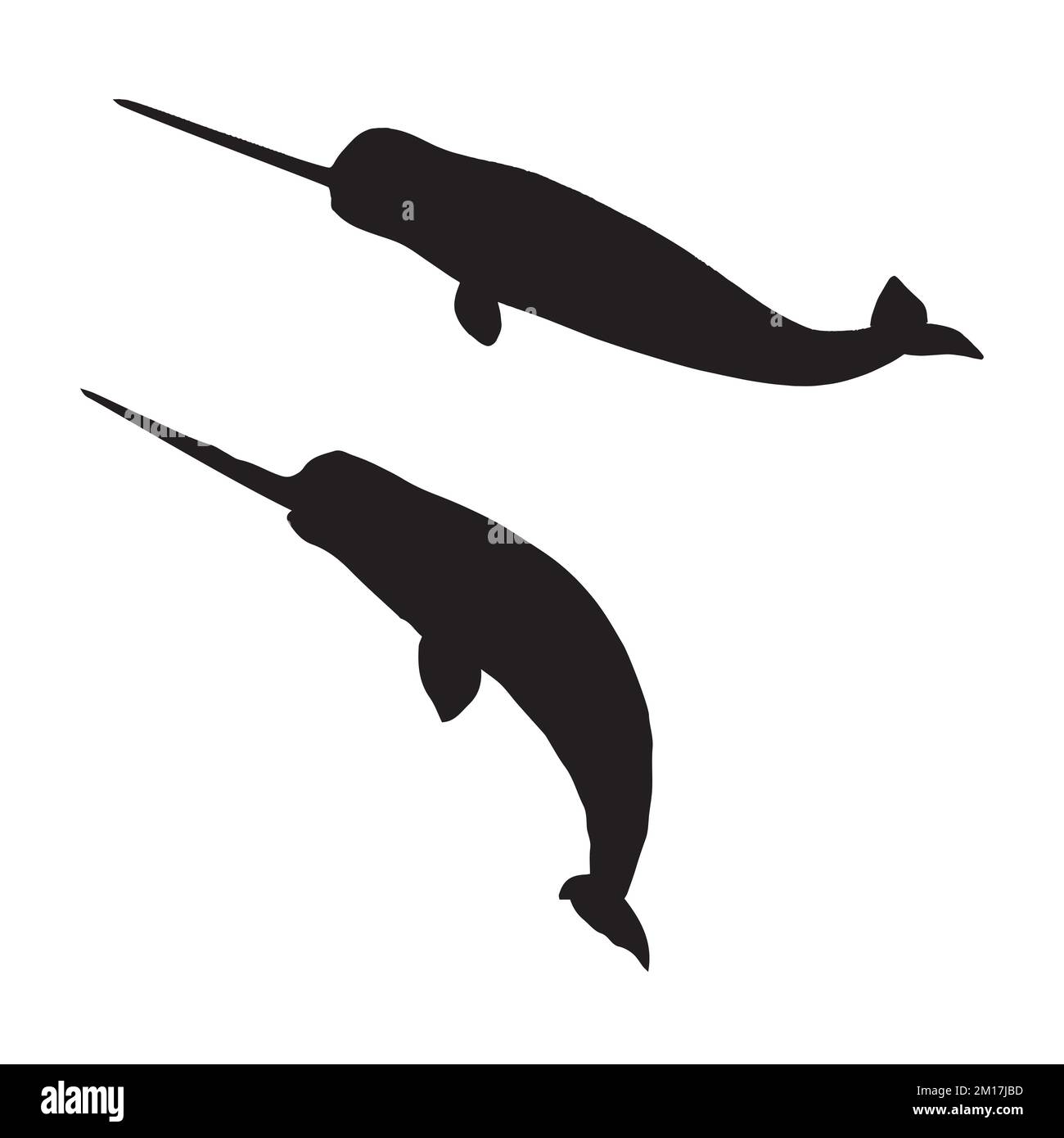 Illustrazione vettoriale di Silhouette Narwhal Illustrazione Vettoriale