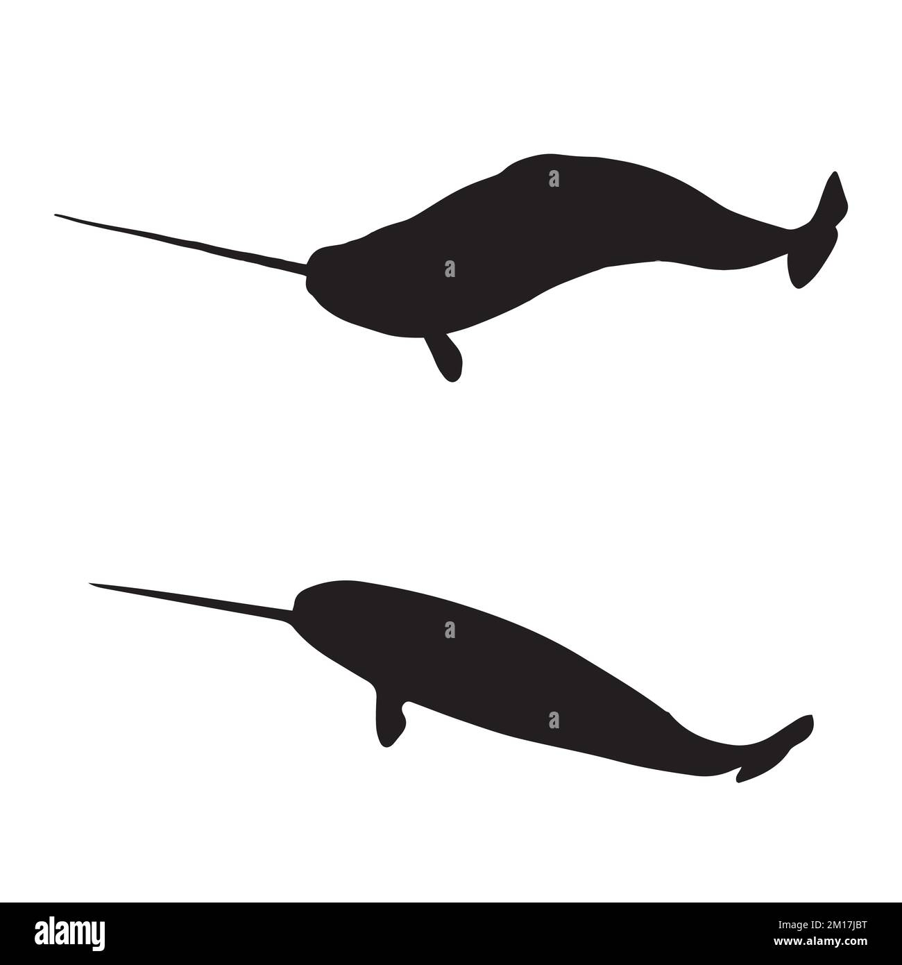 Illustrazione vettoriale di Silhouette Narwhal Illustrazione Vettoriale