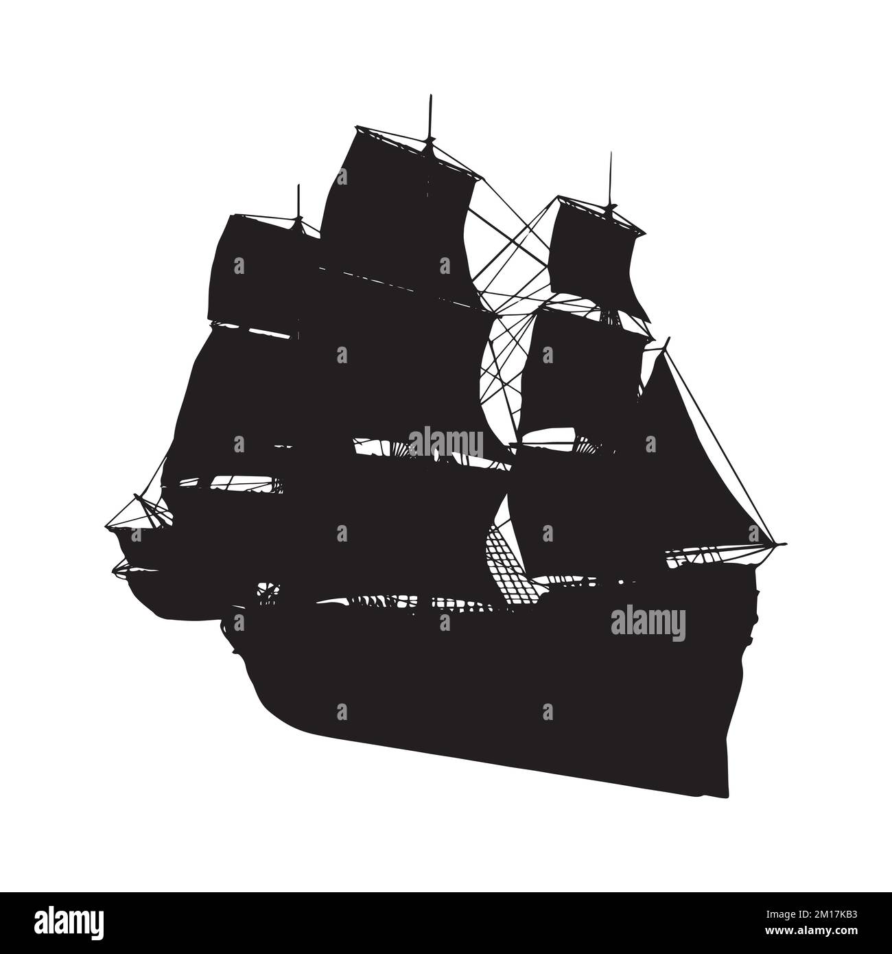 Illustrazione vettoriale di Silhouette della nave a vela Illustrazione Vettoriale