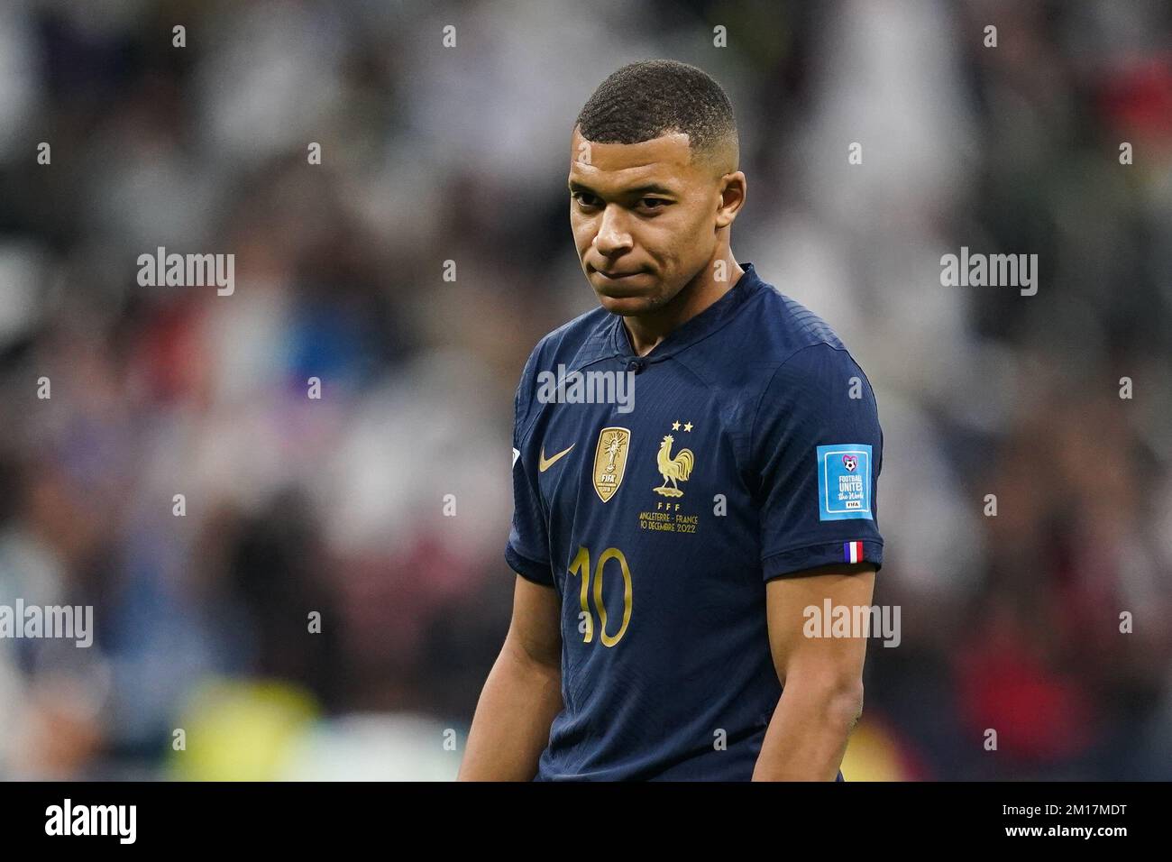 Al Khor, Qatar. 10th Dec, 2022. AL KHOR, QATAR - 10 DICEMBRE: Kylian Mbappe of France gesticules durante la Coppa del mondo FIFA Qatar 2022 quarto finale match tra Inghilterra e Francia al Bayt Stadium, il 10 dicembre 2022 a al Khor, Qatar.(Photo by Florencia Tan Jun/Pximages) Credit: PX Images/Alamy Live News Foto Stock